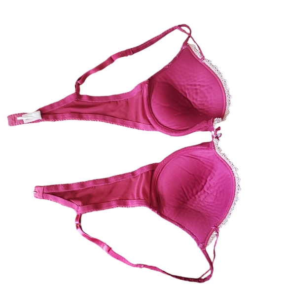 Felina Lingerie Women Burgundy Wine White Edge Floral Lace Print Bra Size 36A - Picture 6 of 13